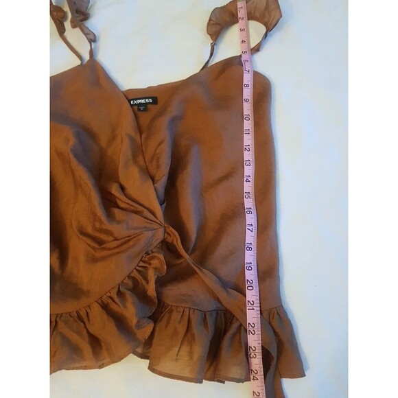 Express Womens Blouse Sz Small Wrap Ruffle Boho Cottagecore Fairycore Cottage - Picture 9 of 15